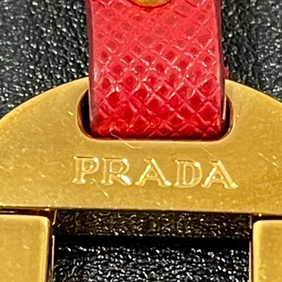 Prada Saffiano Leather Keyring Unisex Gold Plated Hardware (JB1404) - Picture 3 of 4